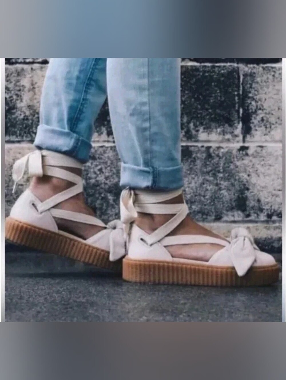 Puma x Fenty by Rihanna Bow Creeper Sandal - Oatmeal / Beige Size 8